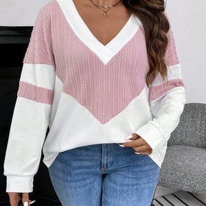 Casual Two Tone Drop Shoulder Sweatshirt